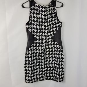 Houndstooth‎ dress faux leather sides large